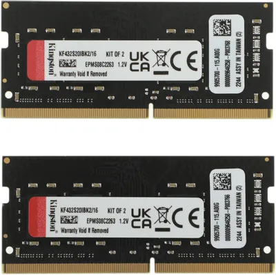 Оперативная память Kingston FURY Impact 2x8GB DDR4 SODIMM PC4-25600 KF432S20IBK2/16