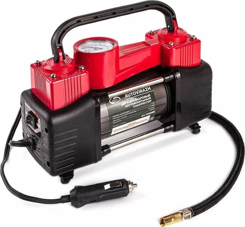 AUTOVIRAZH (AV-010888) двухцилиндровый 85 л/мин с манометром
