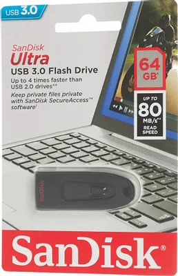 USB Flash SanDisk Ultra USB 3.0 Black 64GB (SDCZ48-064G-U46)