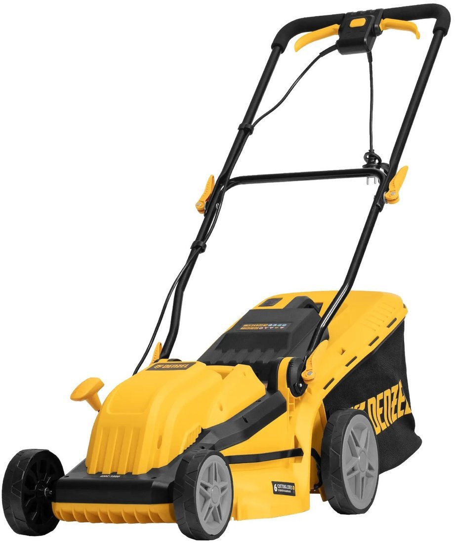 DENZEL Газонокосилка электрическая GMC-1800, шир. 38см, 1800 Вт, 6 уров., травосб. 35 л//