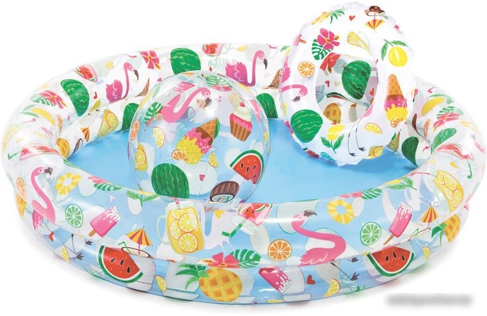 INTEX Бассейн надувной,круг, мяч (122*25см). Новый дизайн. Арт. 59460NP