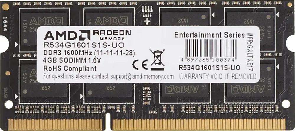 AMD Radeon Entertainment 4GB DDR3 SO-DIMM (R534G1601S1S-UO)