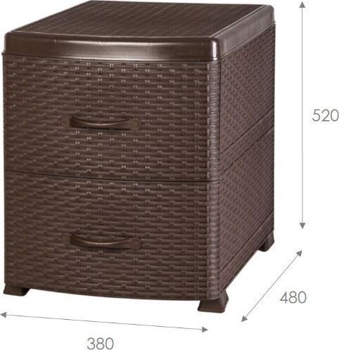 VIOLET Комод-тумба "Ротанг" 2-х секц. (коричневый) 35501