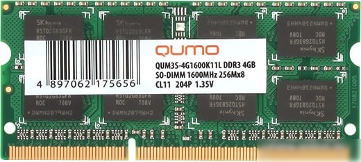 QUMO 4GB DDR3 SODIMM PC3-12800 QUM3S-4G1600K11L