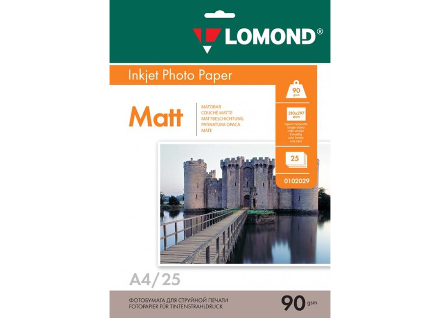 Фотобумага Lomond Матовая А4 90 г/кв.м. 25 листов (0102029)