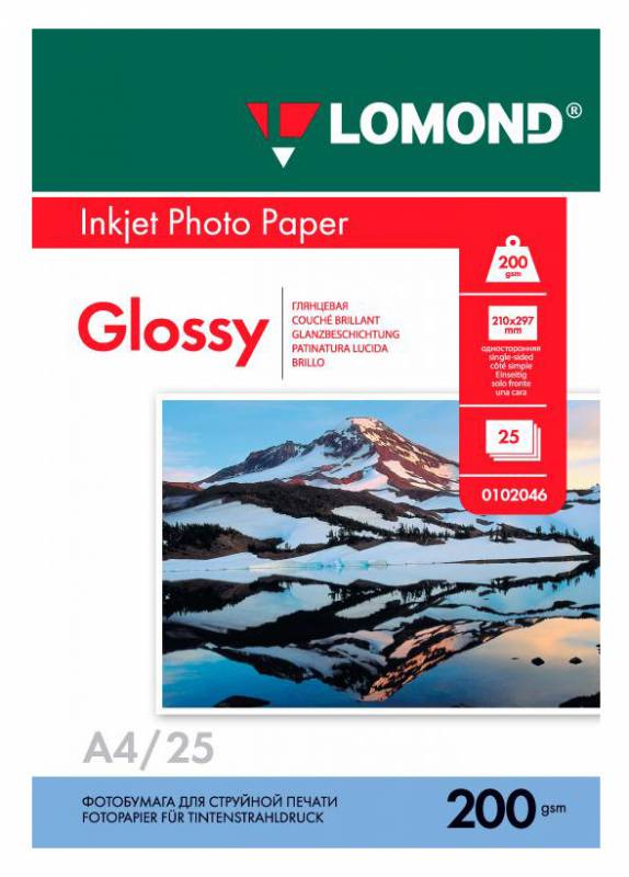 Фотобумага Lomond Глянцевая А4 200 г/кв.м. 25 листов (0102046)