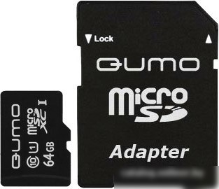 Карта памяти QUMO microSDXC UHS-1 64GB + адаптер (QM64GMICSDXC10U1)