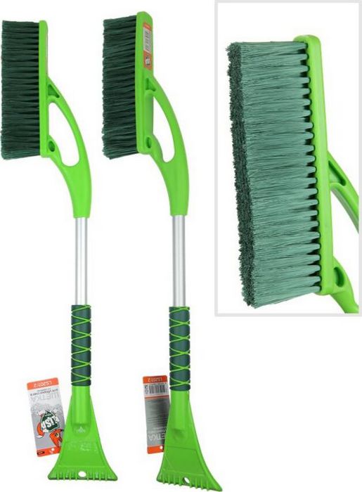 LI-SA LS207/2 cо скребком, поролоновая ручка, длинная щетина, салатово-зеленая (72см) 48318