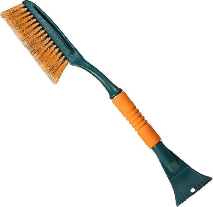 LI-SA LS208 Щетка для снега cо скребком поролоновая ручка, оранжево-зеленая (64см) 39902