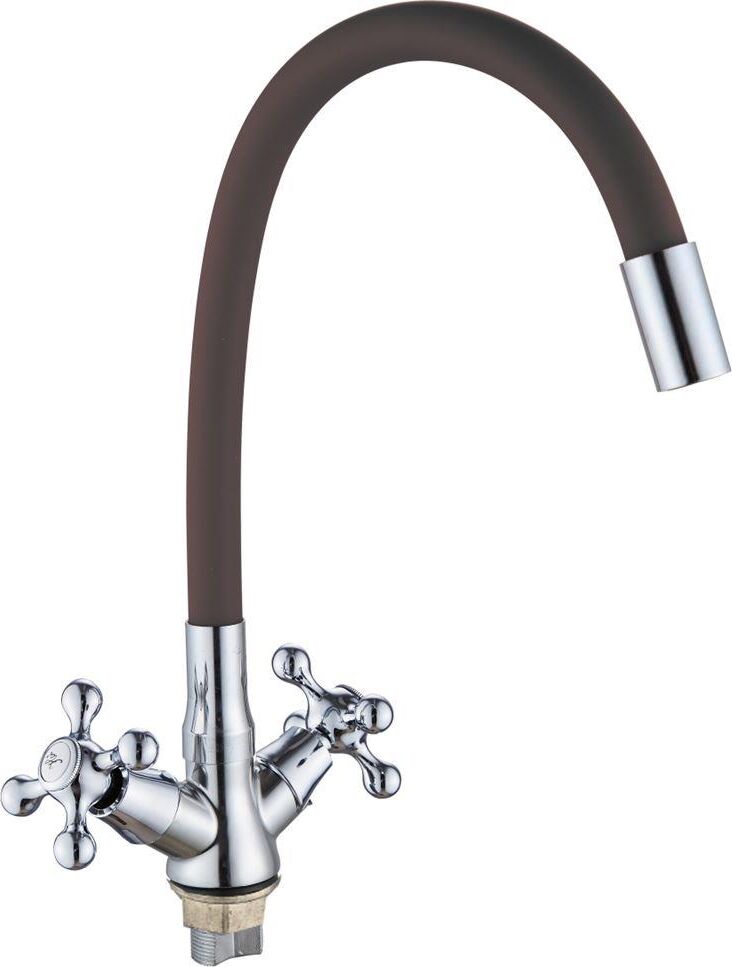 GOTA ROCIO G095538-GOTA Barcelona Смеситель д/кухни с 2-мя рукоятками с высоким силиконовым изливом,