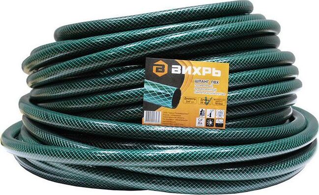 ВИХРЬ 73/7/2/1 Шланг поливочный ПВХ,трёхслойный армированный 3/4", 25м (зелёный)