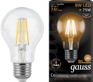 Gauss Filament A60 E27 8 Вт 2700 К 102802108