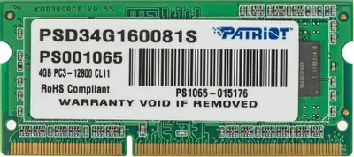 Patriot Signature Line 4GB DDR3 SODIMM PC3-12800 [PSD34G160081S]