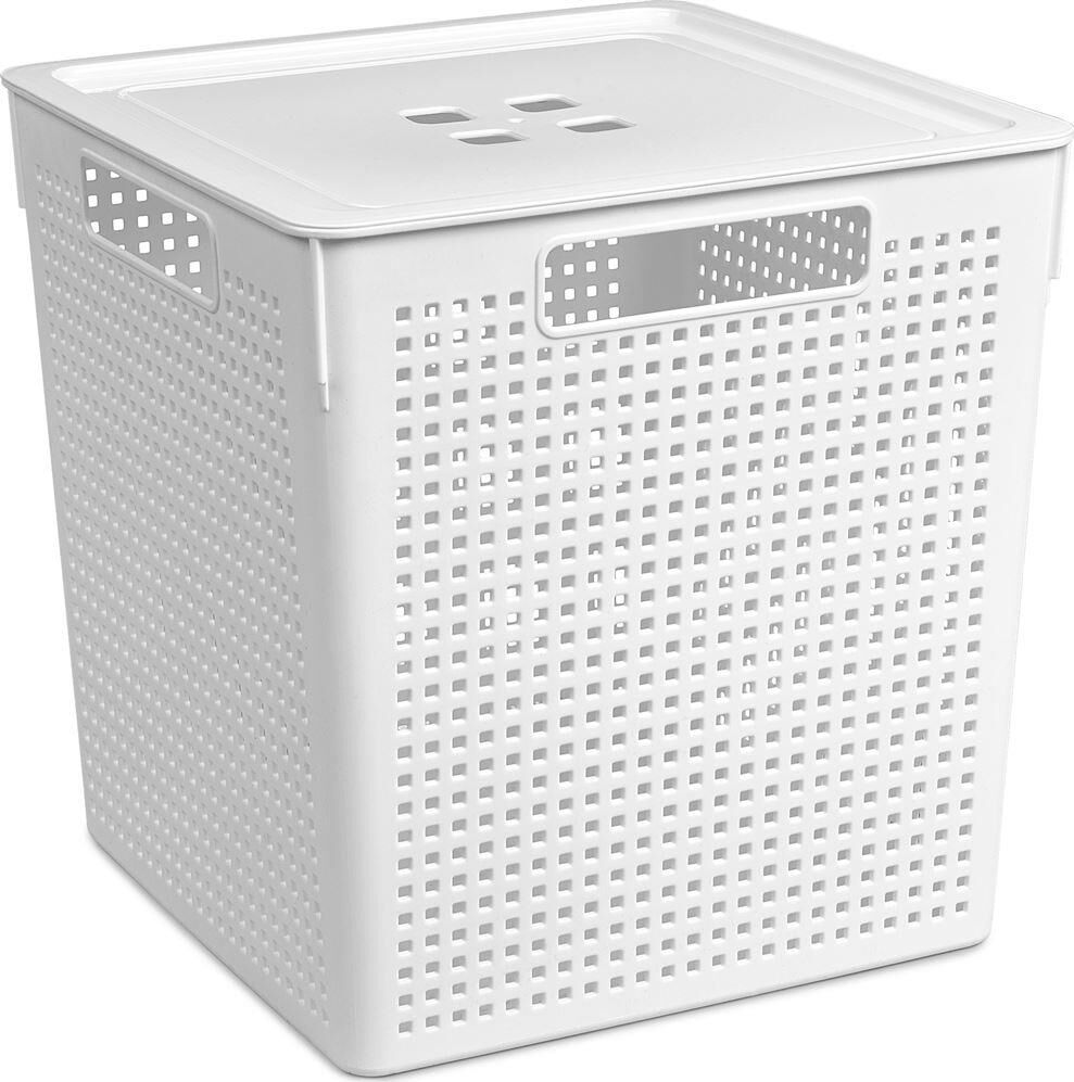 VIOLET Коробка для хранения квадратная "Лофт" с крышкой 23л 294х294х301 (белый) 6923106