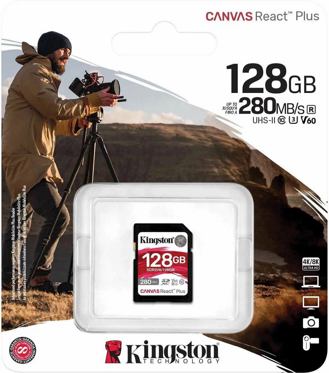 Карта памяти Kingston Canvas React Plus V60 SDXC 128GB