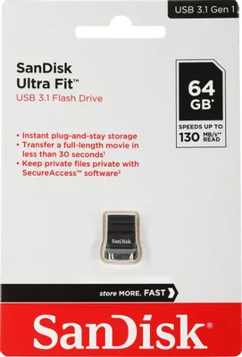 USB Flash SanDisk Ultra Fit USB 3.1 64GB (черный)