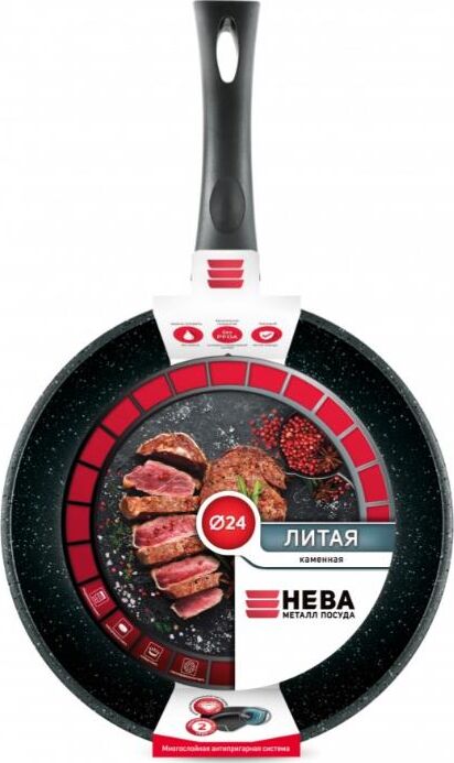 НЕВА МЕТАЛЛ ПОСУДА 18124 а/пр литая 24см Черный гранит