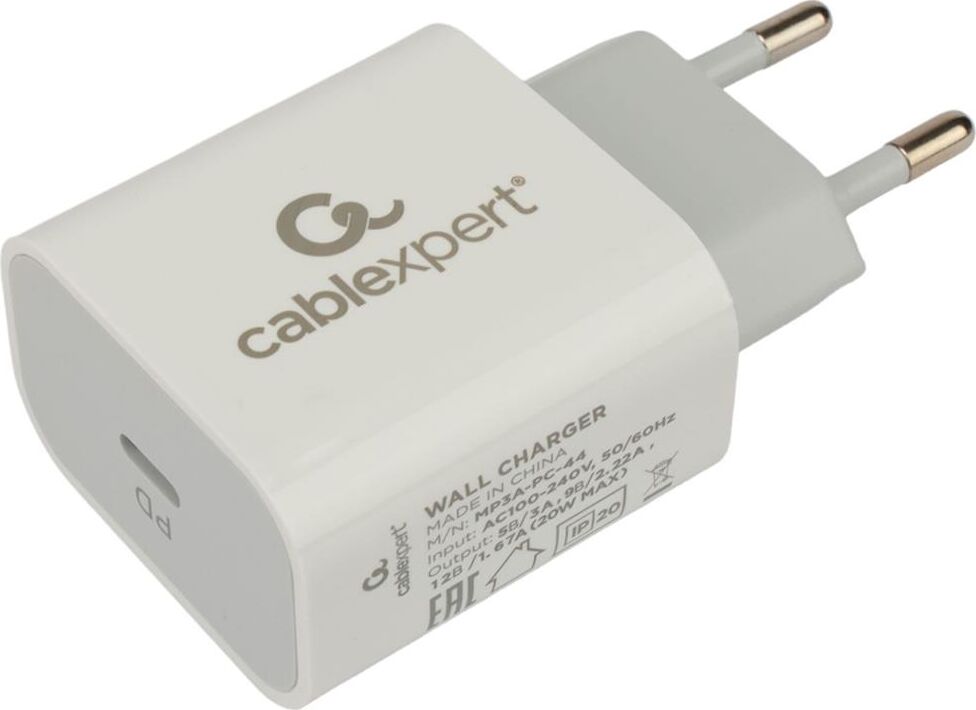 CABLEXPERT (21075) MP3A-PC-44, QC3.0/PD, 1 порт Type-C, белый, пакет