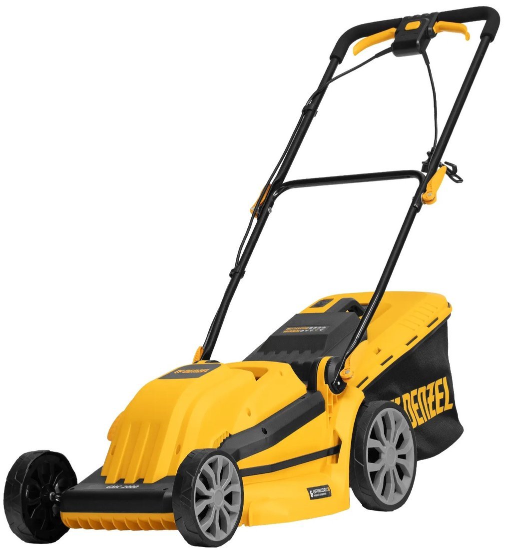 DENZEL Газонокосилка электрическая GMC-2000, шир. 44см, 2000 Вт, 6 уров., травосб. 45 л//