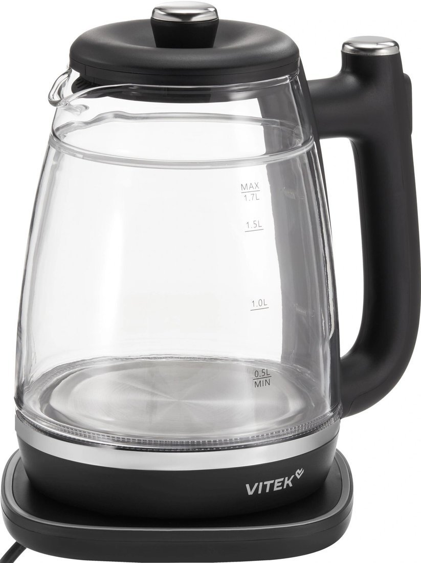 VITEK Чайник электрический VT-WK1074 1.7л. 1800Вт черный корпус: стекло