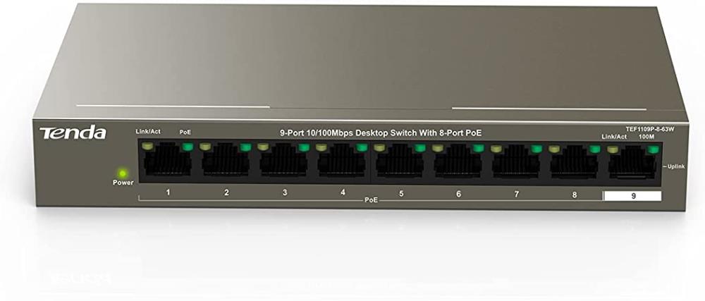 Неуправляемый коммутатор Tenda TEF1109P-8-63W