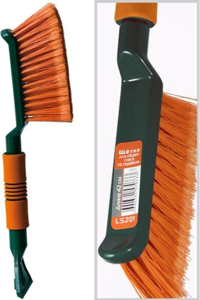 LI-SA LS201 cо скребком, поролоновая ручка, оранжево-зеленая (42см) 39893