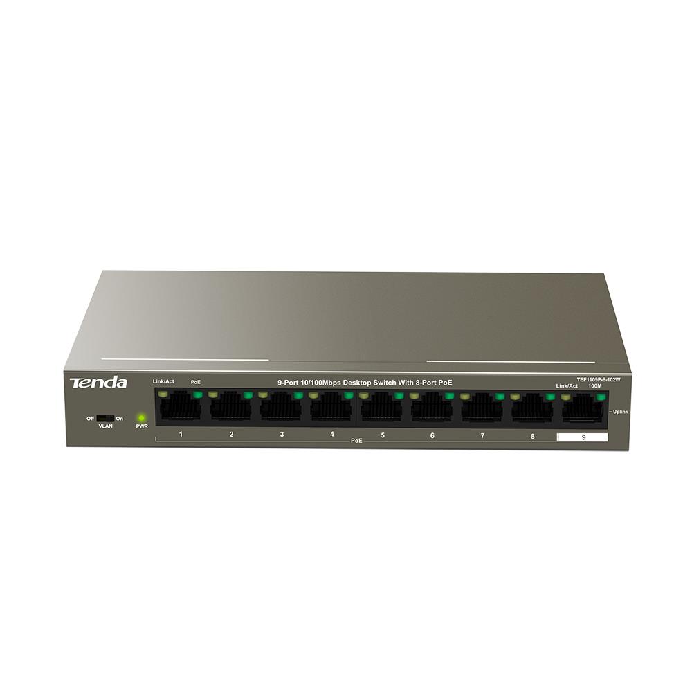 Неуправляемый коммутатор Tenda TEF1109P-8-102W