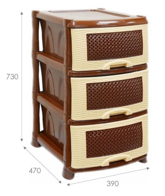 Комод VIOLET ПЛЕТЁНКА коричневый 3-х секц. 35301