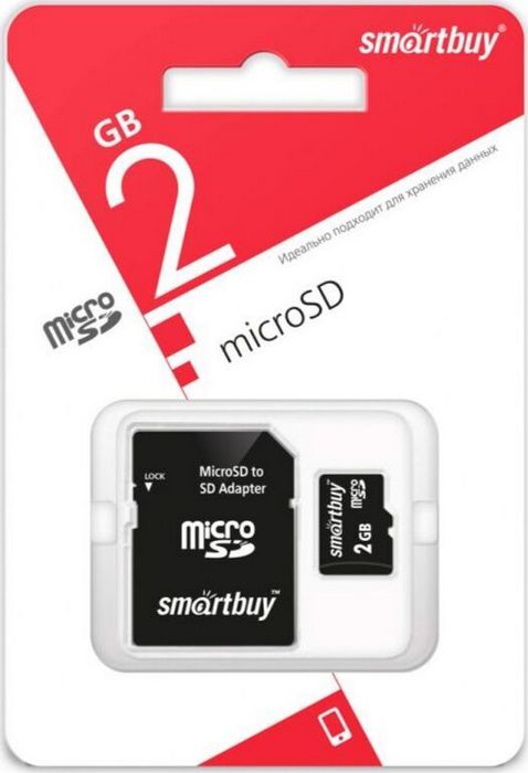 SmartBuy microSD 2 Гб + SD адаптер (SB2GBSD-01)