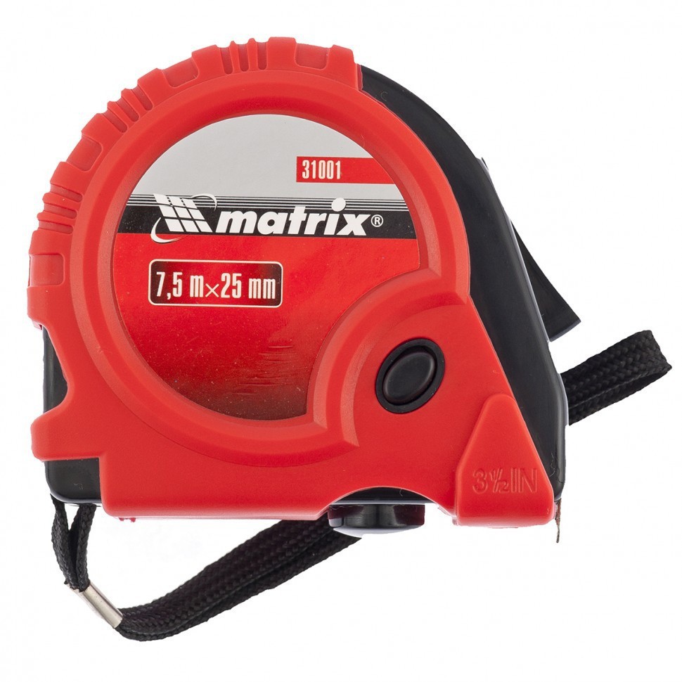 MATRIX Рулетка Rubber, 7,5 м х 25 мм, обрезиненный корпус 31001