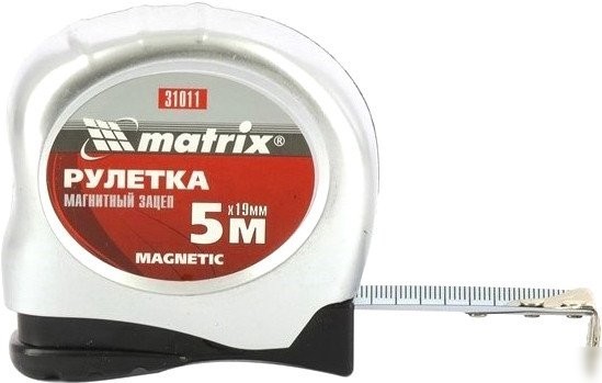 MATRIX Рулетка Magnetic, 5 м х 19 мм, магнитный зацеп 31011