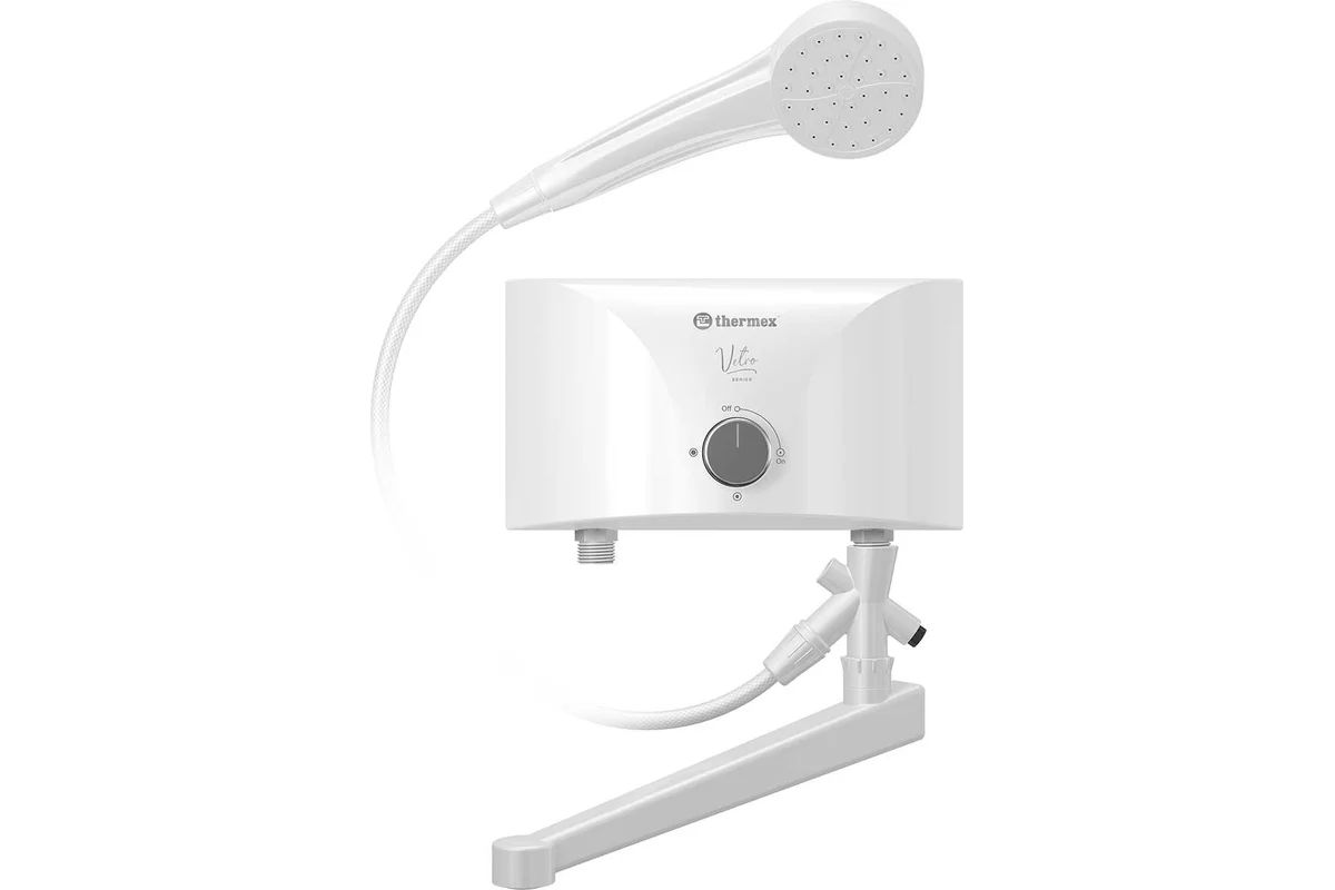 Проточный электрический водонагреватель кран+душ Thermex Vetro 5500 Combi