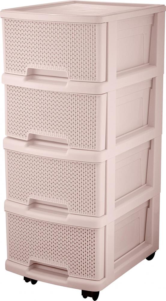 Комод KEEPLEX KL379422005 Ajur с ящиками на колесиках четырехсекционный компакт 37х30х69см бежевый топаз