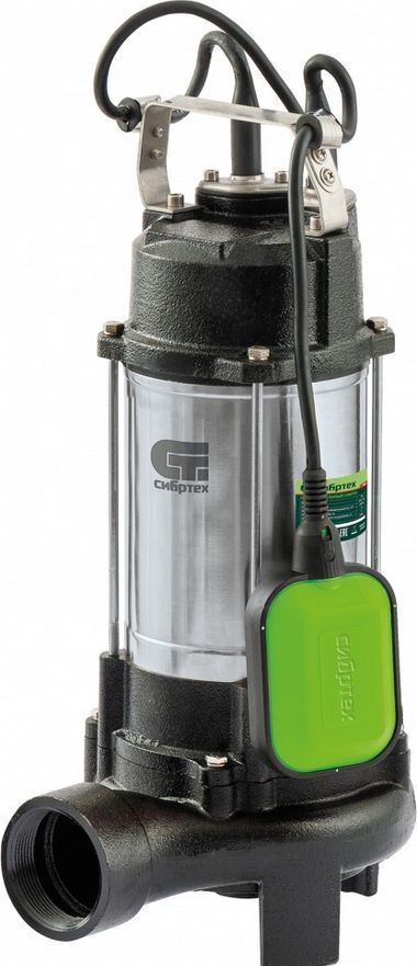 СИБРТЕХ Фекальный насос СФН1100-Н, 1100 Вт, напор 10 м, 18000 л/ч, нож 99804