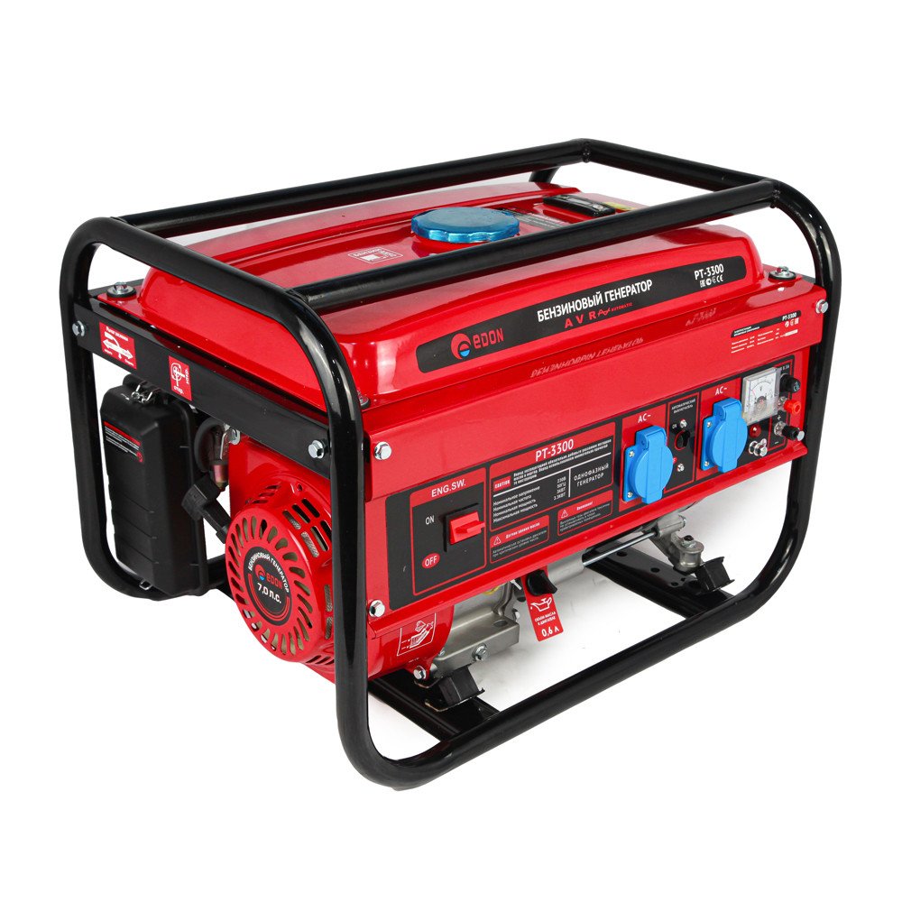 EDON PT-3300 Генератор бензиновый (3,3 кВт./3.0 кВт.,208см3, 12В/8,3А, руч.стартер)
