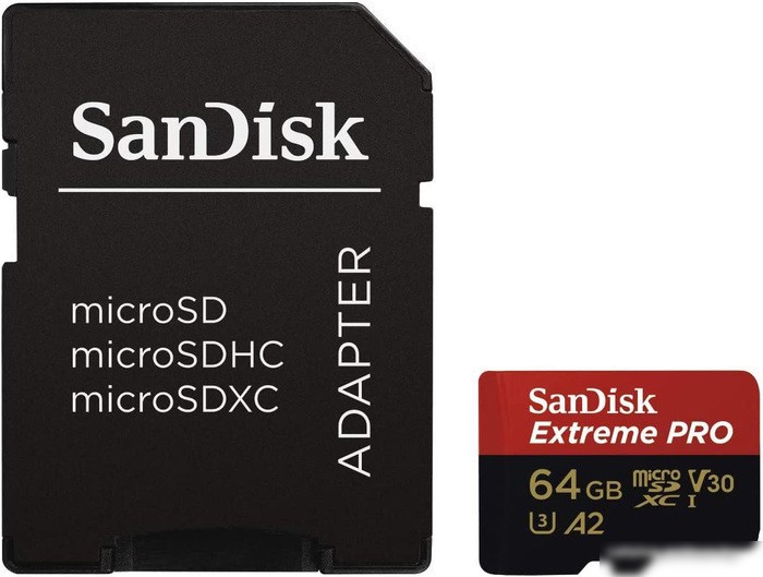SanDisk Extreme PRO microSDXC SDSQXCU-064G-GN6MA 64GB (с адаптером)