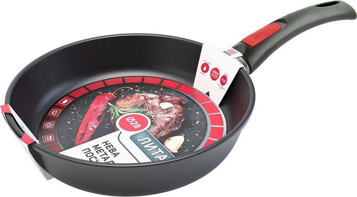 Сковорода НЕВА МЕТАЛЛ ПОСУДА 6028 28 см (со съемной руч.)