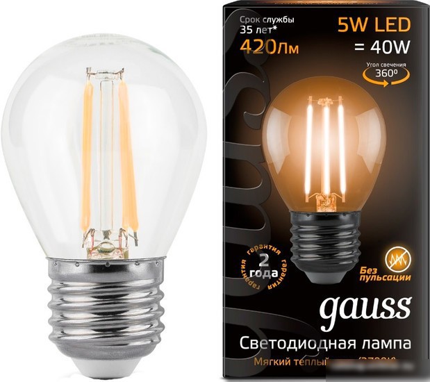 Светодиодная лампа Gauss E27 5Вт 2700К [105802105]