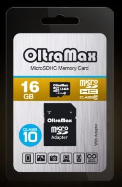 Карта памяти Oltramax microSDHC Class 10 16GB +адаптер