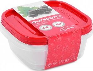 OURSSON CP1081S/RD наб. контейнеров квадрат. 2шт.х0,45л