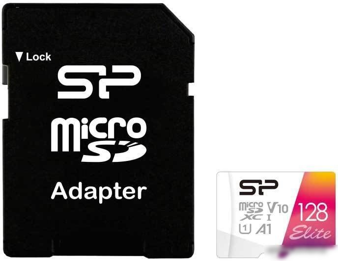 Silicon-Power Elite microSDXC SP128GBSTXBV1V20SP 128GB (с адаптером)