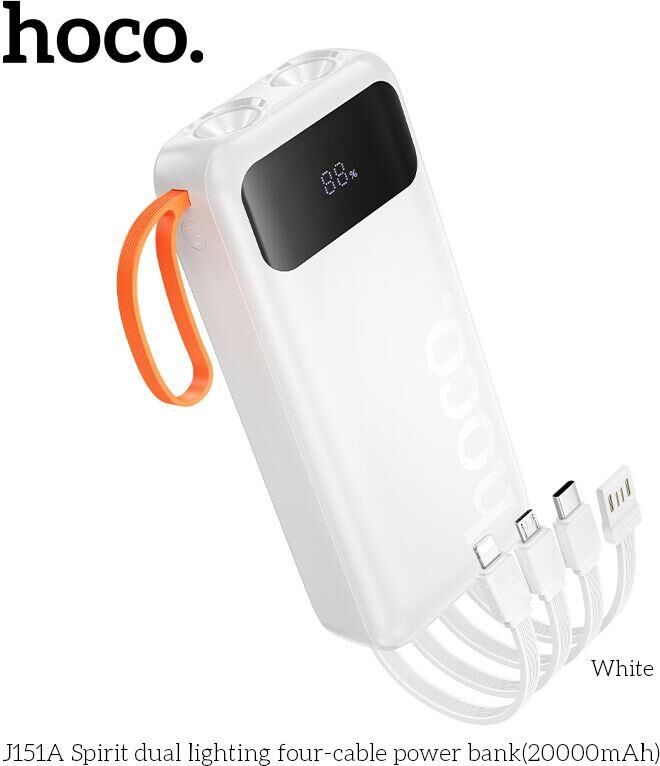 HOCO (6942007653381) J151A 20000mAh 1USB+1Type-C 2.0A, белый
