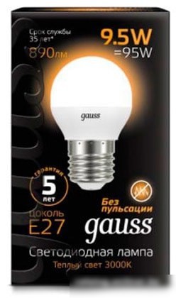 Gauss LED Globe E27 9.5 Вт 3000 К 105102110