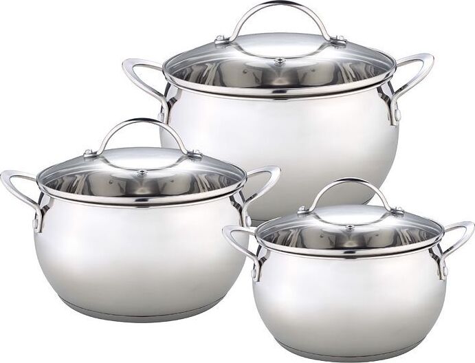 WEBBER BE-335/6 Набор посуды из нерж.стали 6 пр. 2,0л, 2,8л, 3,8л