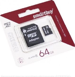 SmartBuy microSDXC SB64GBSDCL10-01LE 64GB (с адаптером)