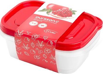 OURSSON CP1784S/RD набор контейнеров прямоуг.0,85л.