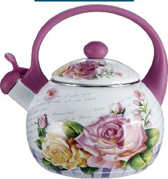 METALLONI EM-25101/35 Чайник эмал. "Чайная роза" со свистком 2,5 л (6)