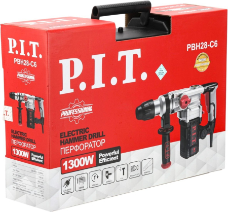 P.I.T. Перфоратор SDS-Plus электрич. PBH28-C6 (верт, 1400Вт, 5,5Дж, 3реж, Ø28мм, 0-900об/мин)