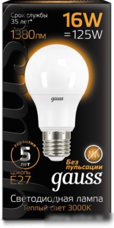 Светодиодная лампа Gauss LED A60 E27 16 Вт 3000 К 102502116