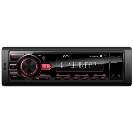 ACV AVS-401UBR (1din/База 36мм/красная/Bluetooth/USB/TYPE-C/AUX/SD/FM/4*50)